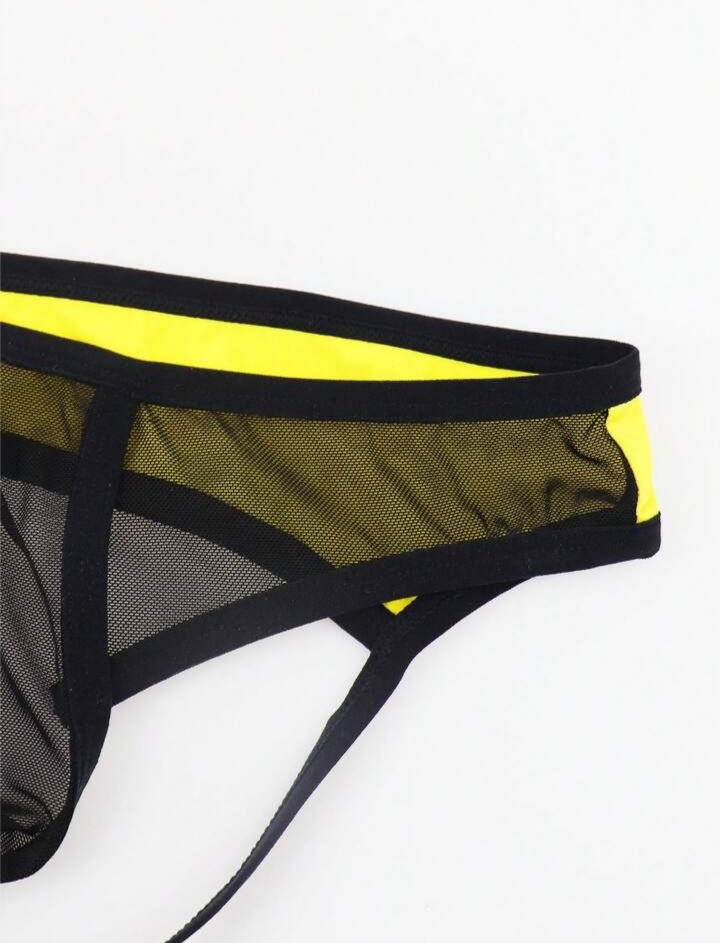 Men's Two - Tone Mesh Thong Underwear